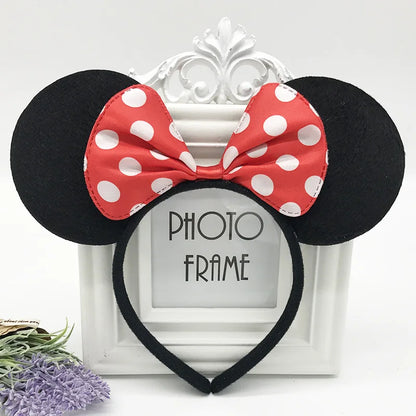 Girls Cute Mickyy Dress Up Ear Headband Hair Ornament Mouse Black Red Pink Headband Minnie Bow Korean Headband Headband Clip - ZOOMNSTORE