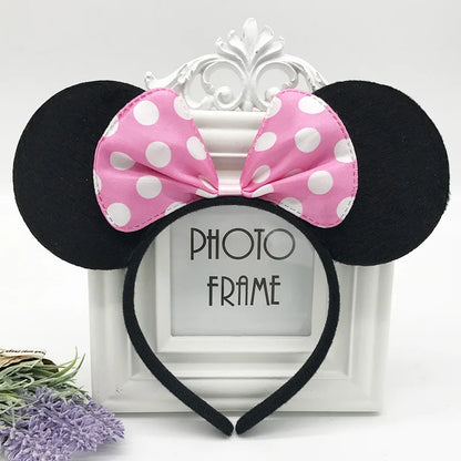 Girls Cute Mickyy Dress Up Ear Headband Hair Ornament Mouse Black Red Pink Headband Minnie Bow Korean Headband Headband Clip - ZOOMNSTORE