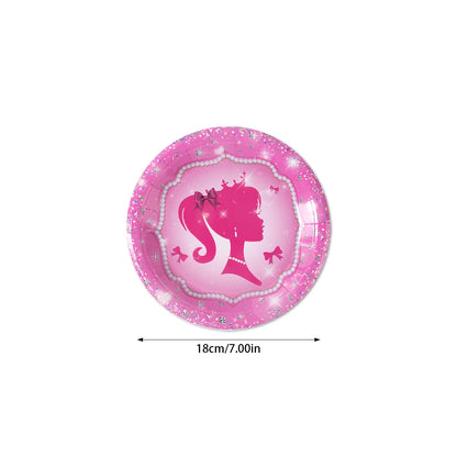 Pink Princess Party Tableware Set - Disposable Plates Cups  Napkins for Girls Birthday or Baby Shower - ZOOMNSTORE