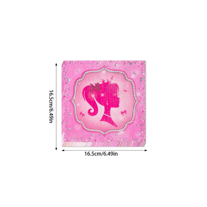 Pink Princess Party Tableware Set - Disposable Plates Cups  Napkins for Girls Birthday or Baby Shower - ZOOMNSTORE