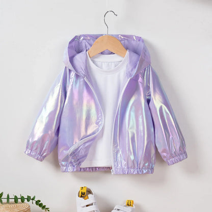 Girls Pearl Hooded Jacket - Trendy Zipper Spring Autumn Coat 0-6Y - ZOOMNSTORE