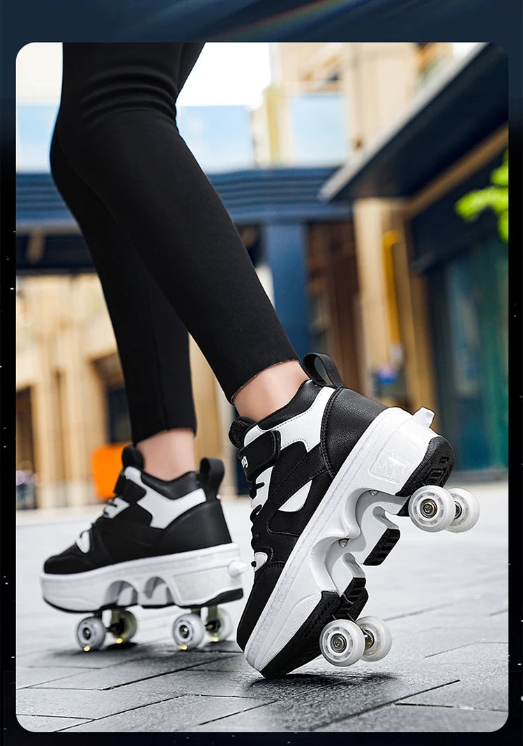 Girls Roller Skate Shoes - Pink Lighted Roller Skates With Hook And Loop Closure - ZOOMNSTORE
