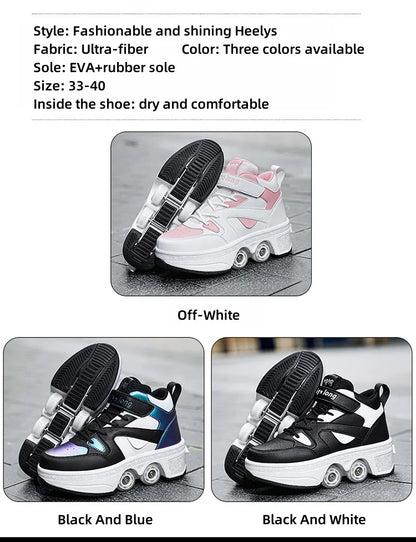 Girls Roller Skate Shoes - Pink Lighted Roller Skates With Hook And Loop Closure - ZOOMNSTORE