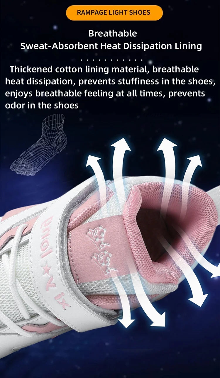 Girls Roller Skate Shoes - Pink Lighted Roller Skates With Hook And Loop Closure - ZOOMNSTORE
