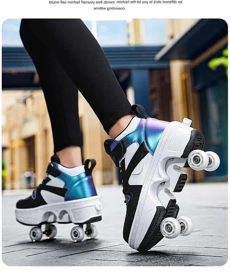 Girls Roller Skate Shoes - Pink Lighted Roller Skates With Hook And Loop Closure - ZOOMNSTORE