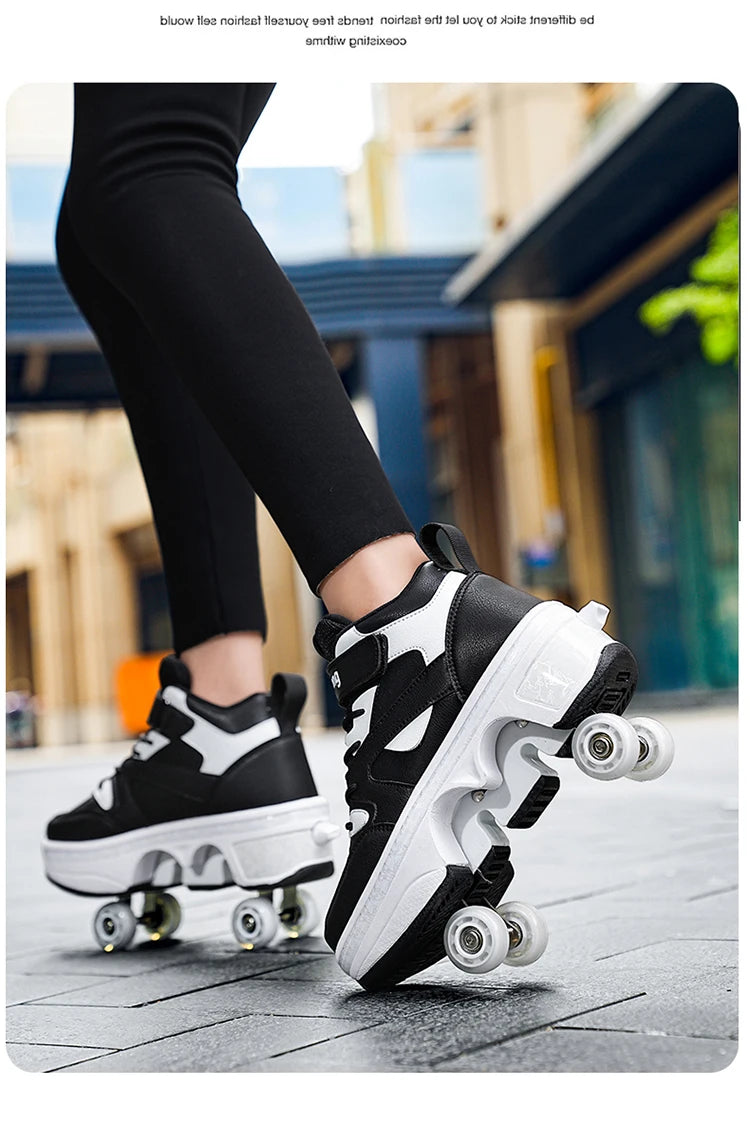 Girls Roller Skate Shoes - Pink Lighted Roller Skates With Hook And Loop Closure - ZOOMNSTORE