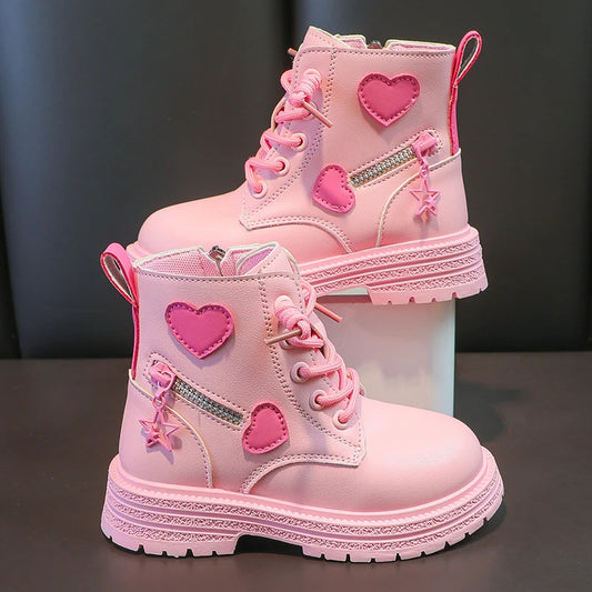 Girls Rubber Boots – Kids Fashion Pink Winter Boots with Soft Sole & Zip Closure - ZOOMNSTORE