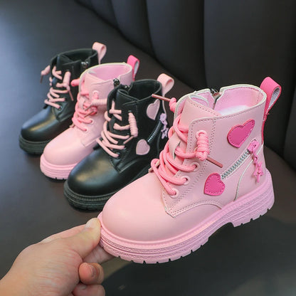 Girls Rubber Boots – Kids Fashion Pink Winter Boots with Soft Sole & Zip Closure - ZOOMNSTORE