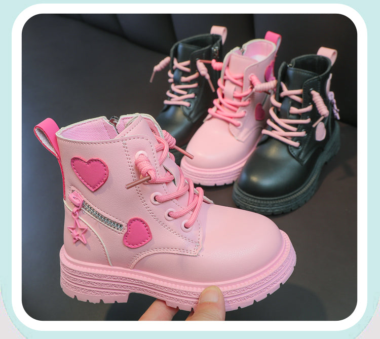 Girls Rubber Boots – Kids Fashion Pink Winter Boots with Soft Sole & Zip Closure - ZOOMNSTORE