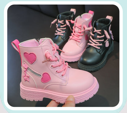 Girls Rubber Boots – Kids Fashion Pink Winter Boots with Soft Sole & Zip Closure - ZOOMNSTORE
