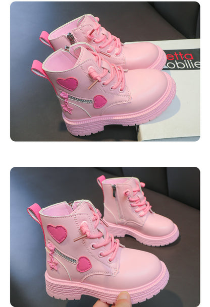 Girls Rubber Boots – Kids Fashion Pink Winter Boots with Soft Sole & Zip Closure - ZOOMNSTORE