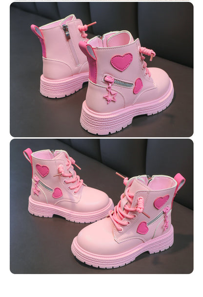 Girls Rubber Boots – Kids Fashion Pink Winter Boots with Soft Sole & Zip Closure - ZOOMNSTORE