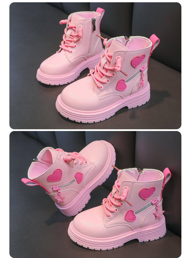 Girls Rubber Boots – Kids Fashion Pink Winter Boots with Soft Sole & Zip Closure - ZOOMNSTORE