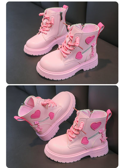 Girls Rubber Boots – Kids Fashion Pink Winter Boots with Soft Sole & Zip Closure - ZOOMNSTORE