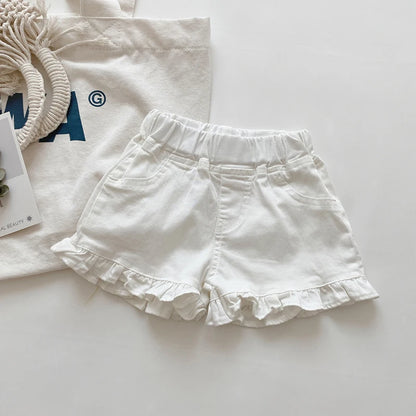 Girls Ruffle Shorts - Summer Cotton Trousers with Elastic Waist - ZOOMNSTORE