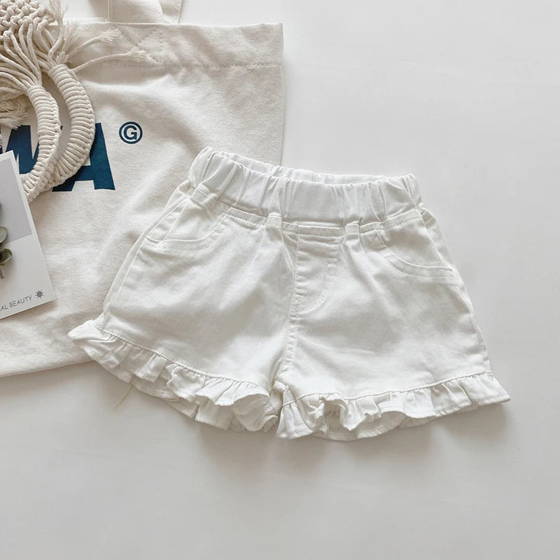 Girls Ruffle Shorts - Summer Cotton Trousers with Elastic Waist - ZOOMNSTORE
