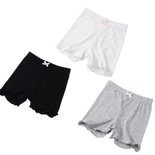 Girls Safety Shorts - 3 Pcs Kids Summer Casual Modal Fabric Shorts with Bow - ZOOMNSTORE