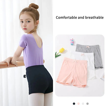 Girls Safety Shorts - 3 Pcs Kids Summer Casual Modal Fabric Shorts with Bow - ZOOMNSTORE