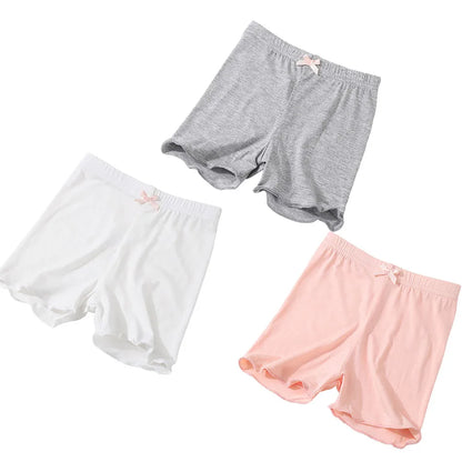 Girls Safety Shorts - 3 Pcs Kids Summer Casual Modal Fabric Shorts with Bow - ZOOMNSTORE