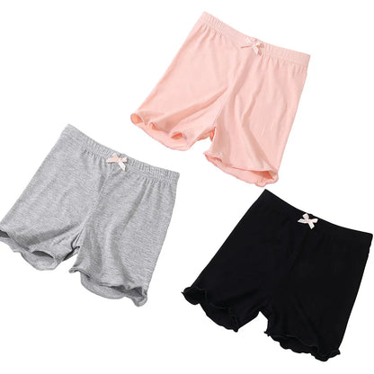 Girls Safety Shorts - 3 Pcs Kids Summer Casual Modal Fabric Shorts with Bow - ZOOMNSTORE