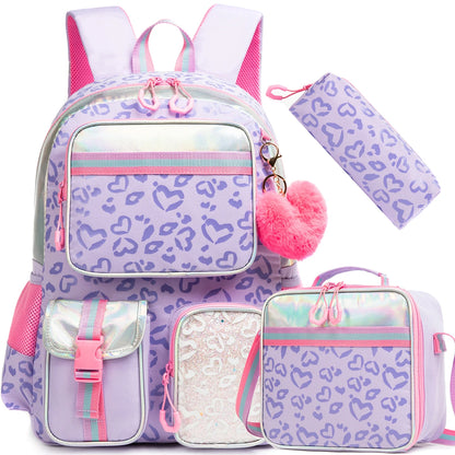 Aesthetic Girls Backpack with Lunchbox  Penbag - Elementary School Bookbag - ZOOMNSTORE