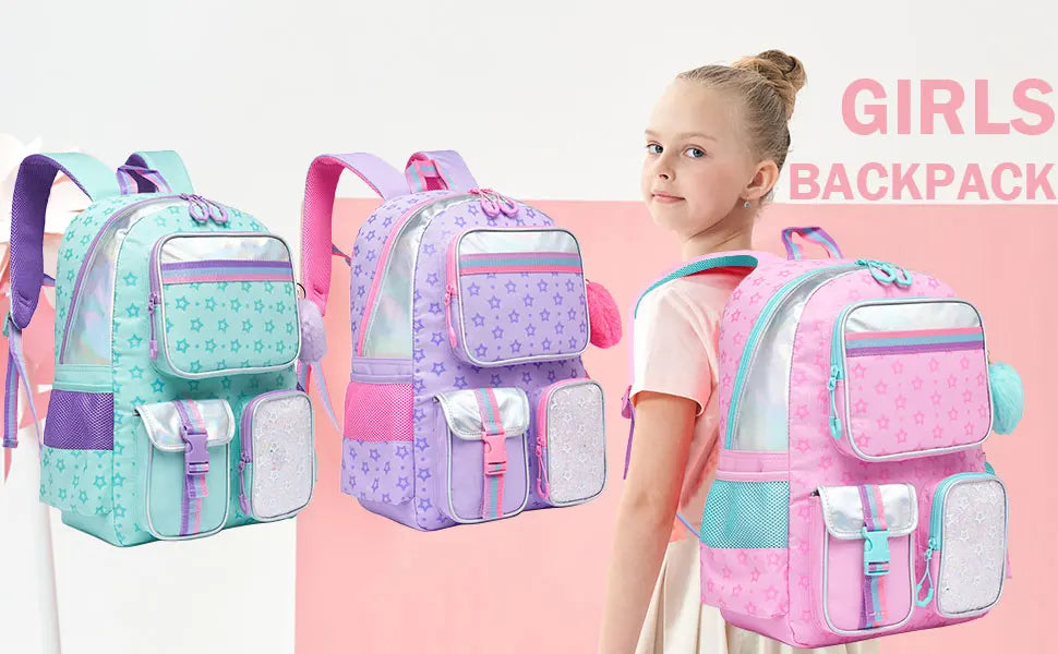 Aesthetic Girls Backpack with Lunchbox  Penbag - Elementary School Bookbag - ZOOMNSTORE