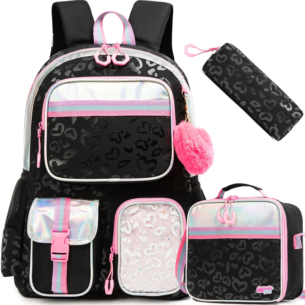 Aesthetic Girls Backpack with Lunchbox  Penbag - Elementary School Bookbag - ZOOMNSTORE