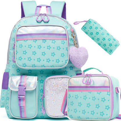 Aesthetic Girls Backpack with Lunchbox  Penbag - Elementary School Bookbag - ZOOMNSTORE
