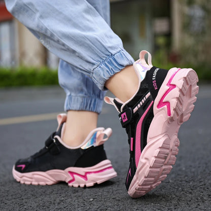 Girls Lightweight Velcro Sneakers - Comfortable Non-Slip Athletic Shoes for Kids - ZOOMNSTORE