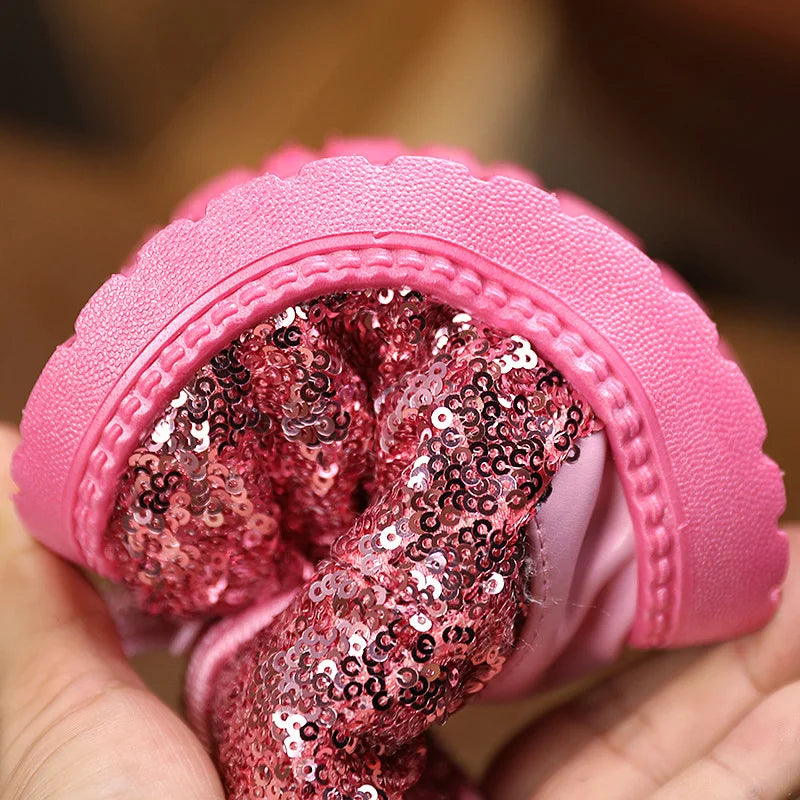 Girls Snow Boots - Warm Furry PU Leather Kids Ankle Boots With Thick Anti-Proof Soles - ZOOMNSTORE