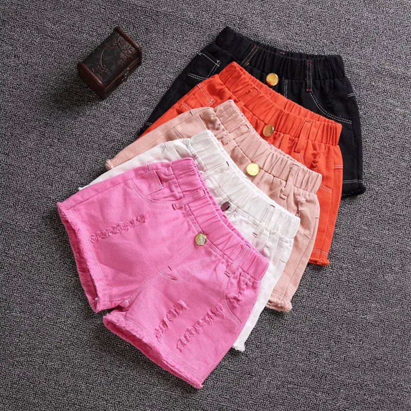 Girls Cotton Candy Color Summer Shorts - Casual Pants for Ages 3-9 - ZOOMNSTORE