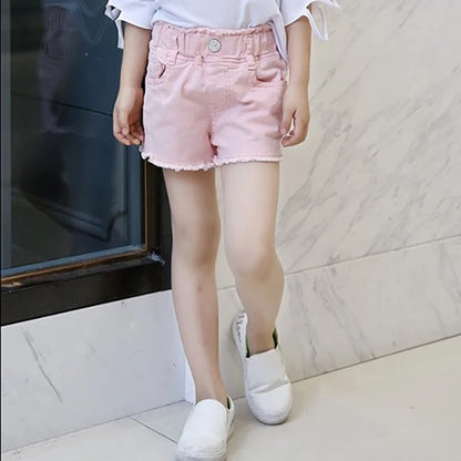 Girls Cotton Candy Color Summer Shorts - Casual Pants for Ages 3-9 - ZOOMNSTORE