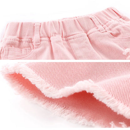 Girls Cotton Candy Color Summer Shorts - Casual Pants for Ages 3-9 - ZOOMNSTORE