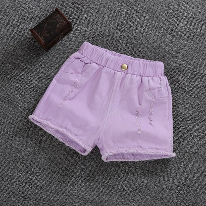 Girls Cotton Candy Color Summer Shorts - Casual Pants for Ages 3-9 - ZOOMNSTORE