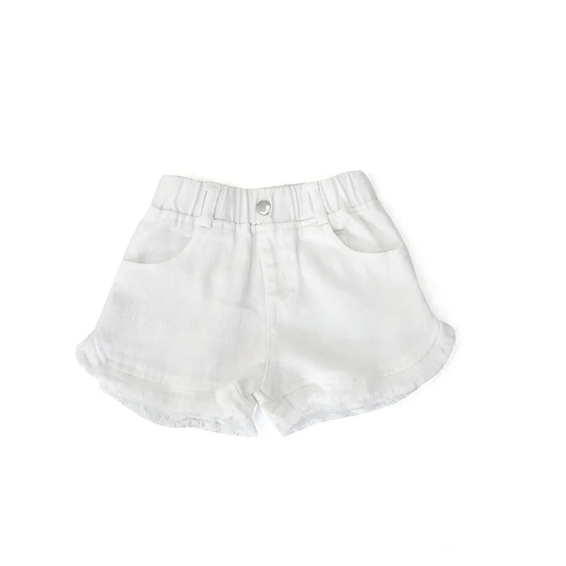 Girls Ruffle Shorts - Summer Cotton Trousers with Elastic Waist - ZOOMNSTORE