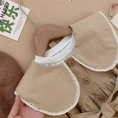 Girls Trench Coat - Cute Casual Windbreaker with Turndown Collar - ZOOMNSTORE