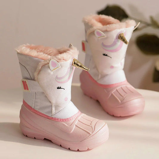 Girls Unicorn Snow Boots - Waterproof Cold Boots With Slip Resistant Sole - ZOOMNSTORE