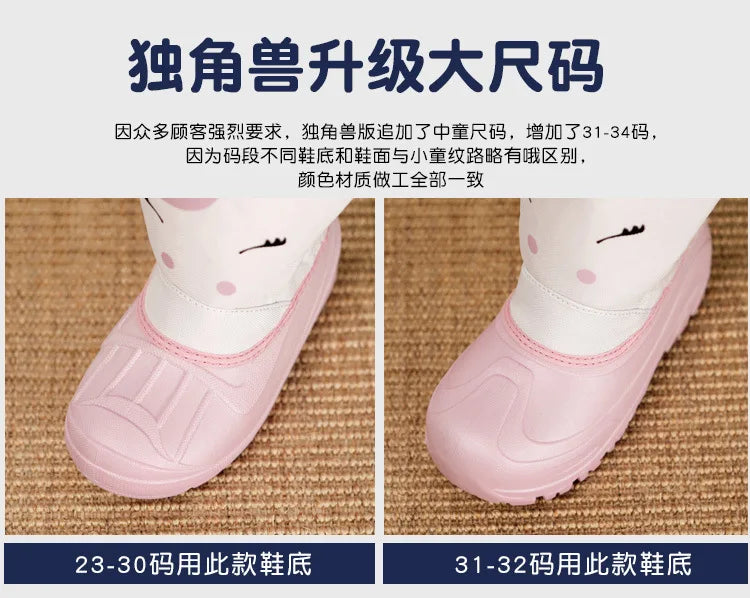 Girls Unicorn Snow Boots - Waterproof Cold Boots With Slip Resistant Sole - ZOOMNSTORE