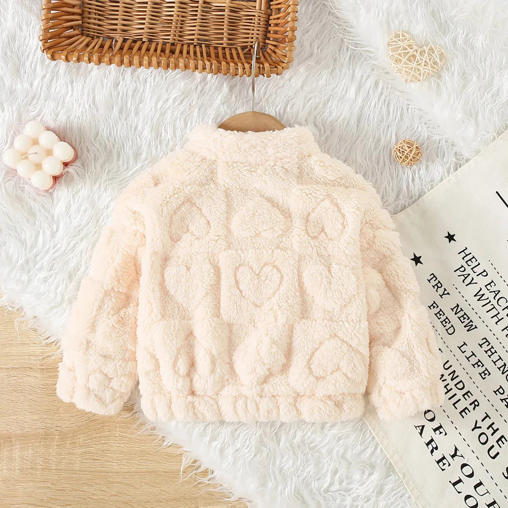 Cute Fur Coat Jacket for Girls - Warm Solid Color Outerwear - ZOOMNSTORE
