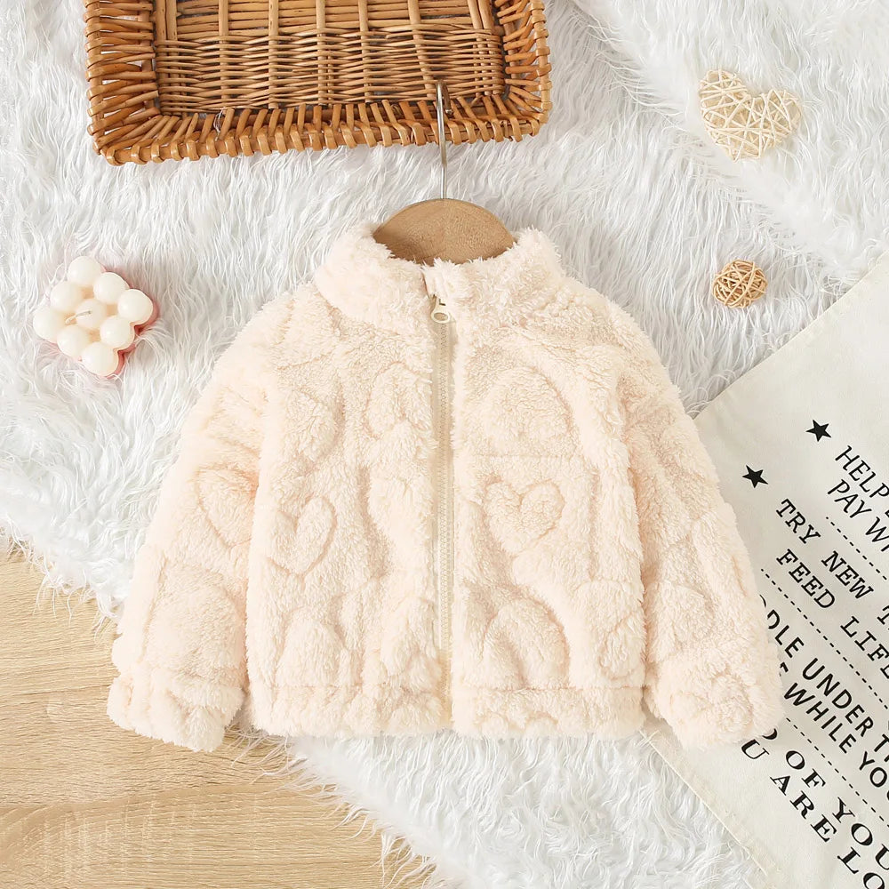 Cute Fur Coat Jacket for Girls - Warm Solid Color Outerwear - ZOOMNSTORE
