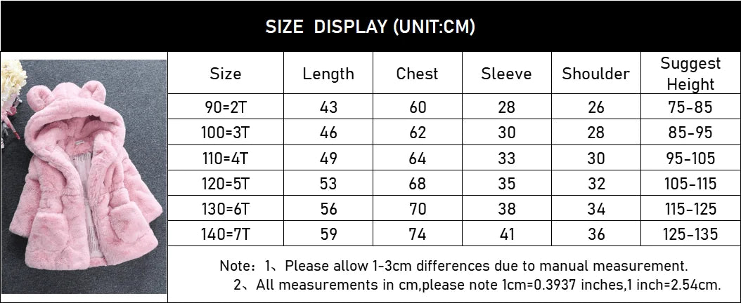 Girls Winter Jacket - Kids Winter Coat With Faux Fur Hooded Zipper Closure - ZOOMNSTORE