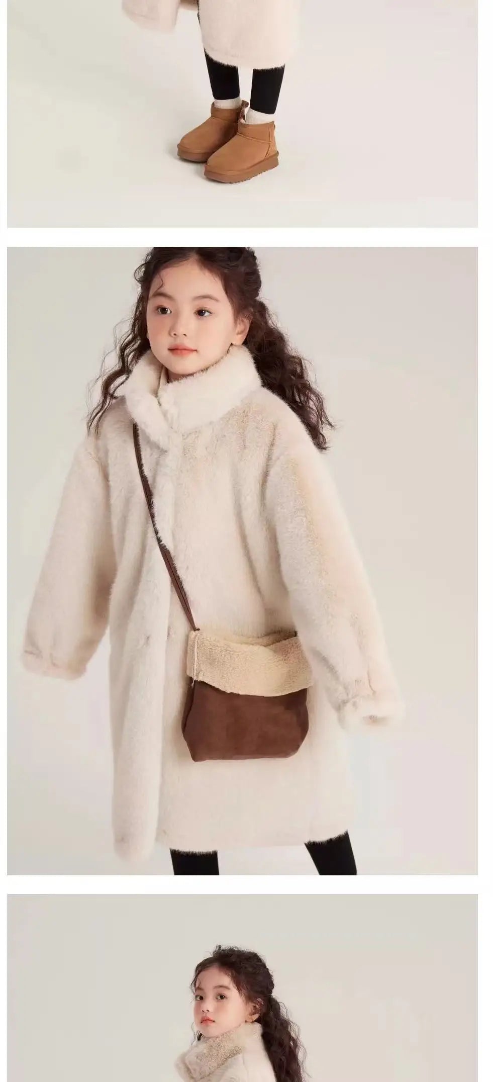 Girls Winter Jacket - Long Solid Color Faux Fur Coat With Zipper Closure - ZOOMNSTORE