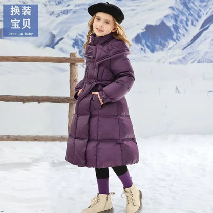 Girls Winter Jacket - Thick Cotton Hooded Coat For Kids With Zipper Closure - ZOOMNSTORE