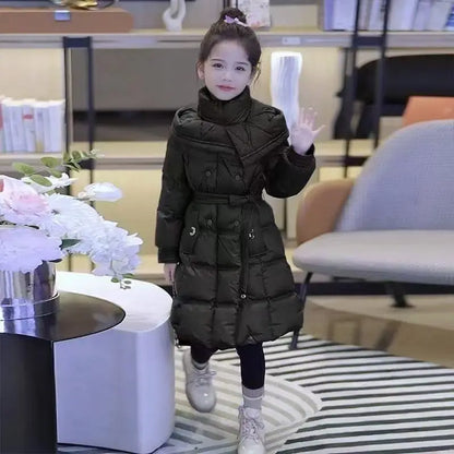 Girls Winter Jacket - Thick Cotton Hooded Coat For Kids With Zipper Closure - ZOOMNSTORE