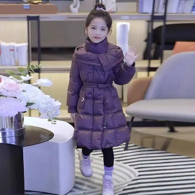 Girls Winter Jacket - Thick Cotton Hooded Coat For Kids With Zipper Closure - ZOOMNSTORE