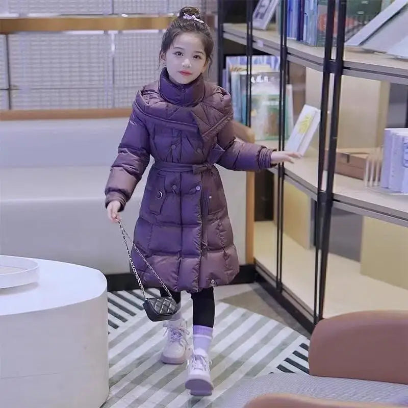 Girls Winter Jacket - Thick Cotton Hooded Coat For Kids With Zipper Closure - ZOOMNSTORE