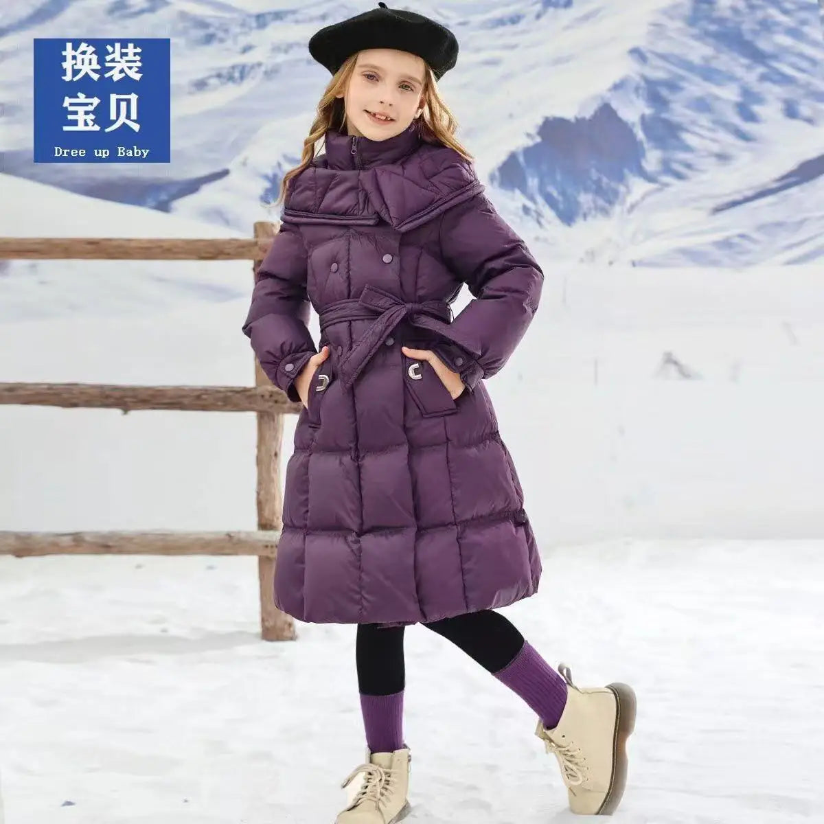Girls Winter Jacket - Thick Cotton Hooded Coat For Kids With Zipper Closure - ZOOMNSTORE