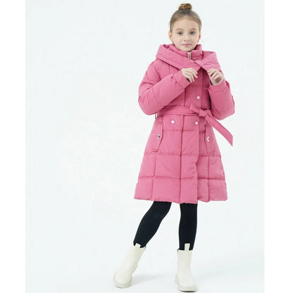 Girls Winter Jacket - Thick Cotton Hooded Coat For Kids With Zipper Closure - ZOOMNSTORE