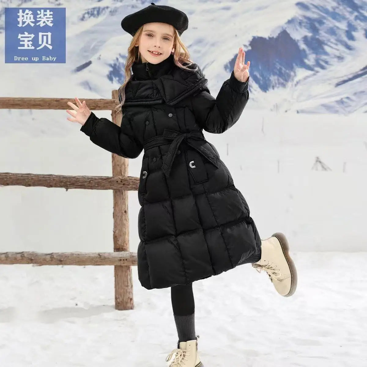 Girls Winter Jacket - Thick Cotton Hooded Coat For Kids With Zipper Closure - ZOOMNSTORE