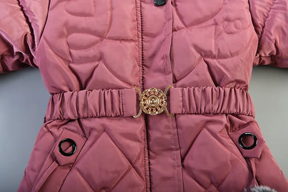Girls Winter Jacket - Warm Hooded Cotton Polyester Coat | Windproof Kids Outerwear - ZOOMNSTORE